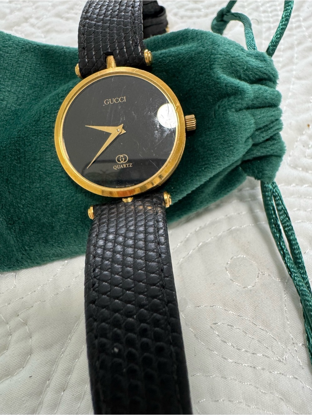 Gucci Black and Gold Minimalist Quartz Watch